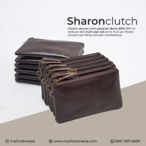 souvenir perusahaan clutch kulit sapi asli